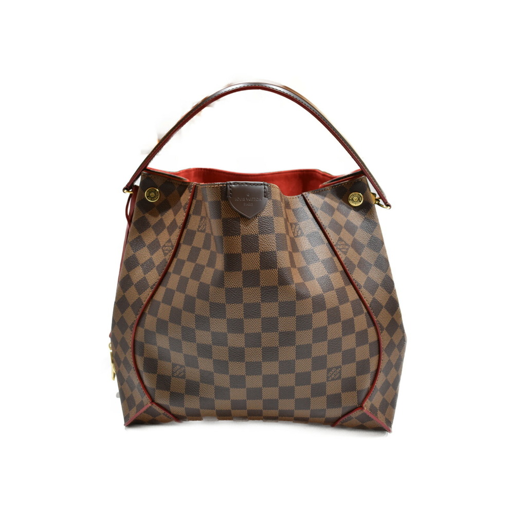 LOUIS VUITTON Kaisa Hobo Damier Ebene Brown Red Coated Canvas Shoulder Bag